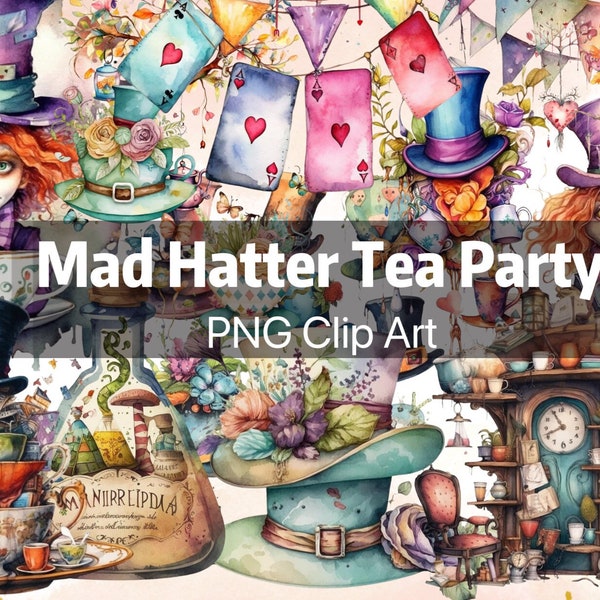 Mad Hatter Tea Party Alice’s Adventures In Wonderland Dormouse in a Cup Alice in Wonderland Digital Clip Art PNG Commercial Use