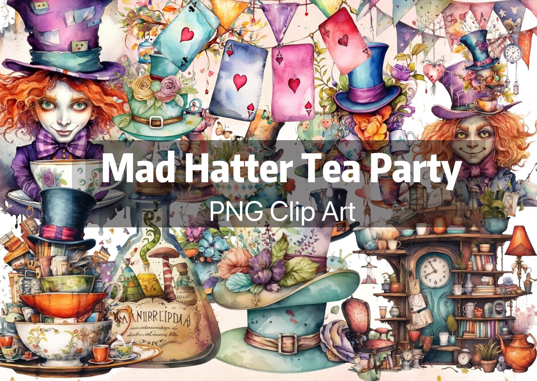 Alice in Wonderland Party Package, Mad Hatter Par-Tea - INSTANT DOWNLOAD -  Cupcakemakeover