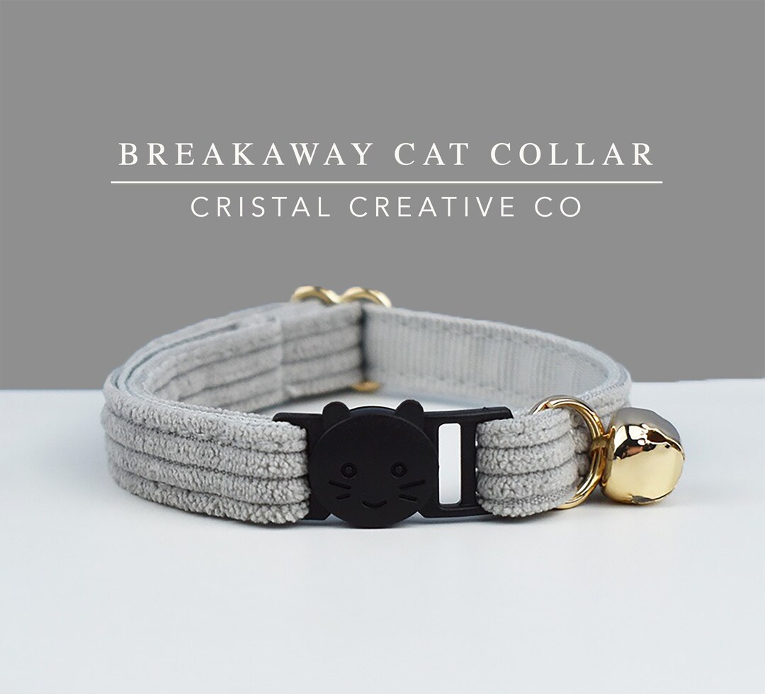 Breakaway Cat Corduroy Collar Grey Cat Collar Bow Tie Etsy