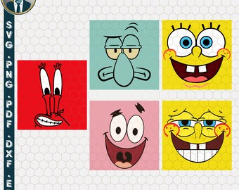 SpongeBob Faces Svg, SpongeBob Faces Cricut, Squarepants Svg, SpongeBob Faces Clipart, Patrick Star Svg, Sponge Bob Cut File, Spongebob Dxf