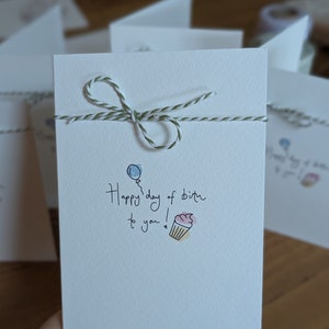 Cartão de aniversário feito à mão em aquarela para amigo/irmã/irmão/criança