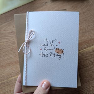 Cartão de aniversário feito à mão para uma amiga - Cartão de amizade "Like a Queen"