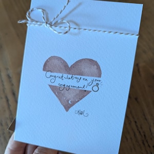 Handmade Watercolour Heart Engagement Card
