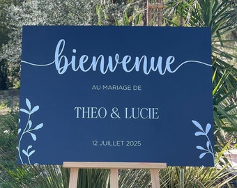 Panneau de bienvenue mariage noir SLATE | Panneau minimaliste en PVC noir pour accueillir vos invités de mariage | Plusieurs designs dispo