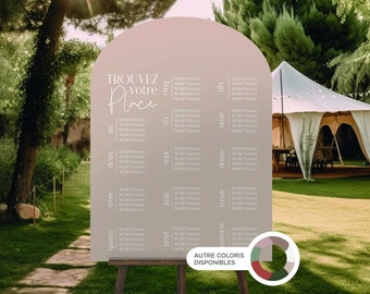 NEUTRAL wedding table plan panel | Arched Wedding Sign | Guest list panel - reception signage | Several colors