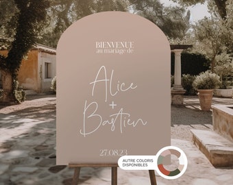 Signo de bienvenida de boda personalizable NEUTRAL | Panel de ceremonia de boda en forma de arco para recibir a los invitados