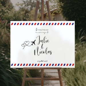 Cartello di benvenuto per matrimonio VIAGGIO | Pannello decorazione matrimonio aereo - Cartello per accogliere i vostri ospiti - Pannello cerimonia