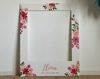 Customizable Polaroid Flowers photo frame - Personalized frame for wedding photo booth - event photo frame
