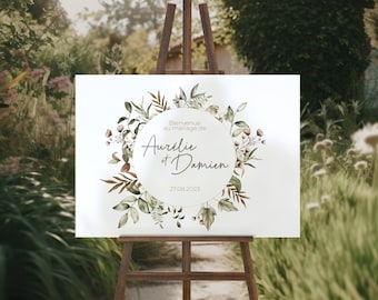 FOREST Floral Wedding Welcome Sign | Welcome sign with flower wreath