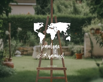 Plexi wedding welcome sign TRAVEL | Wedding ceremony panel in acrylic glass theme "Map of the World"
