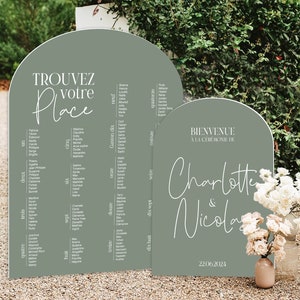 Lot de 2 panneaux de mariage, plusieurs couleurs disponibles - Panneau de bienvenue de mariage en PVC - Panneau de plan de tables en arc