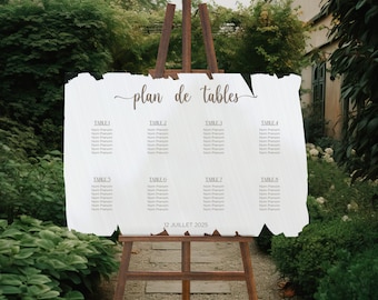 Panneau plan de tables mariage plexi COLOR GLASS Platinium blanc | Panneau liste d'invités en verre acrylique | Signalétique de réception