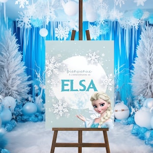 Anpassbares Panel für Geburtstagsdekoration - Frozen-Themenplakat - Elsa-Geburtstags-Willkommensschild