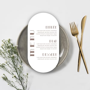 Lot de 5 menus et + de mariage en PVC OVAL - Menu de table mariage personnalisable - Menu mariage rigide - Plusieurs couleurs disponibles