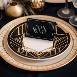 Lot de 50+ marques places GATSBY - Placez vos invités de mariage - Pancartes noms des invités cérémonie en PVC Noir