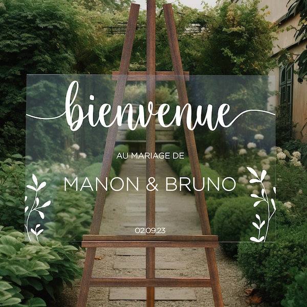 Panneau de bienvenue mariage plexiglass LOVA | Panneau transparent et minimaliste mariage