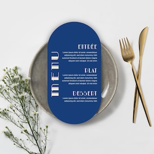 Lot de 5 menus et + de mariage en PVC OVAL coloré - Menu de table mariage personnalisable - Menu mariage rigide - Plusieurs coloris