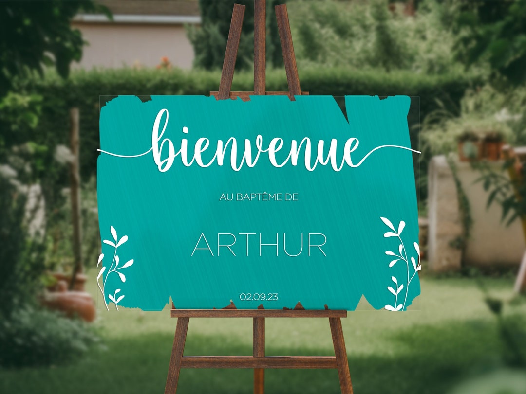 Panneau de bienvenue baptême plexi COLOUR GLASS verdigris Etsy France
