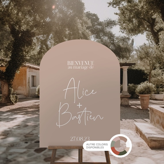 Panneau de bienvenue mariage personnalisable NEUTRAL | Panneau cérémonie de mariage en forme d'arche pour accueillir ses invités