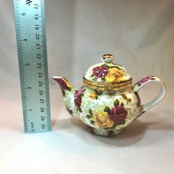 Baum Bros. Porcelain Rose Teapot Trinket Box - image 9