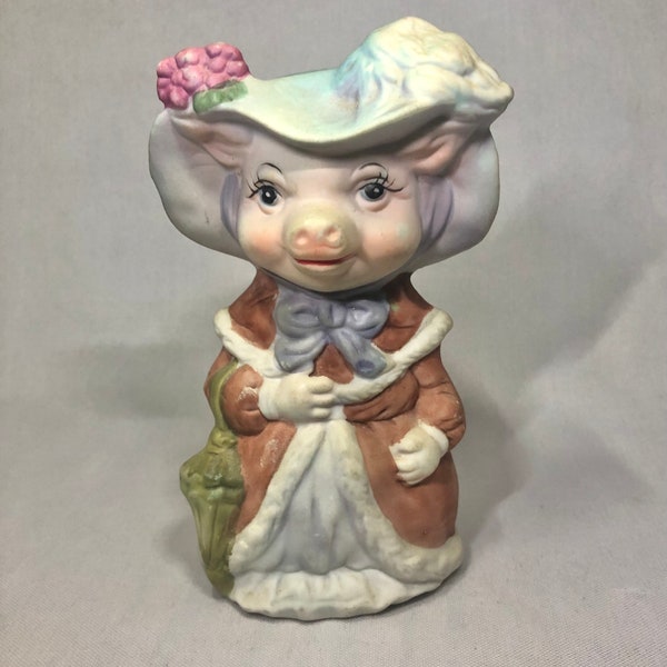 Victorian Lady Pig Porcelain Bell