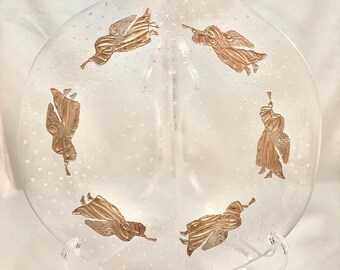 Italian Glass Gold Leaf Angel Platter