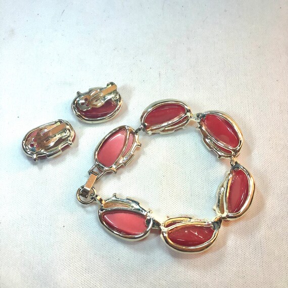 MCM Red Lucite Thermoset Bracelet With Matching C… - image 2