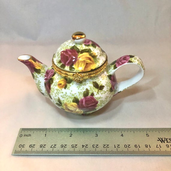 Baum Bros. Porcelain Rose Teapot Trinket Box - image 8