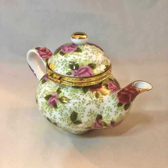 Baum Bros. Porcelain Rose Teapot Trinket Box - image 5