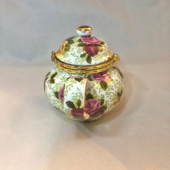 Baum Bros. Porcelain Rose Teapot Trinket Box - image 4