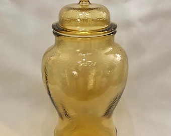 Indiana Glass Large Yellow Dimpled Apothecary Jar