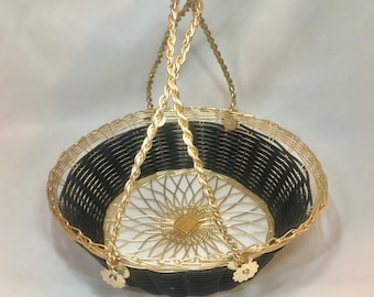 Black & Gold Woven Bread Basket