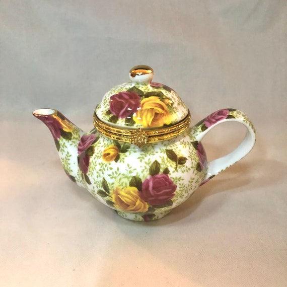 Baum Bros. Porcelain Rose Teapot Trinket Box - image 3
