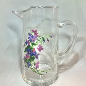 Avon Walsh “Wild Violets” Crystal Pitcher