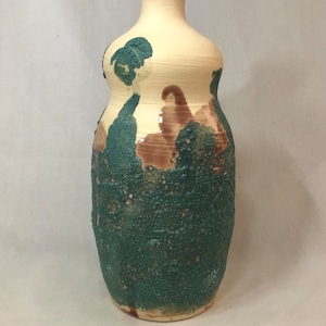 Unique Kitschy Hand-thrown Signed Studio Art Pottery Textured Bud Vase