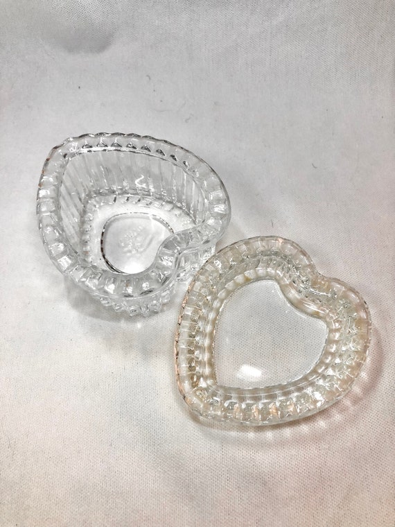 1980s Homco Crystal Glass Mini Heart Jewelry Trin… - image 3