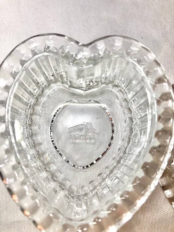 1980s Homco Crystal Glass Mini Heart Jewelry Trin… - image 4