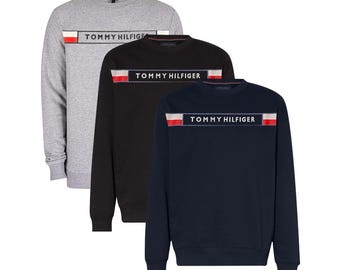 Mens&#39; Signature Tape Logo Cotton Sweatshirts Tommy Hilfiger Size S-2XL | UK Sale