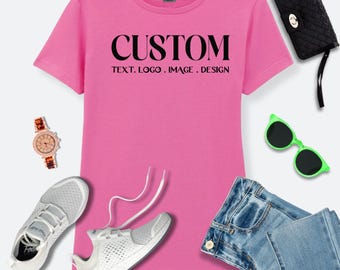 Azalea Ladies Personalized Custom T-Shirt–Create Your Own Text, Logo, or Photo T-Shirt–Unique Gift for Her,Custom Tee for Events&Party S-2XL