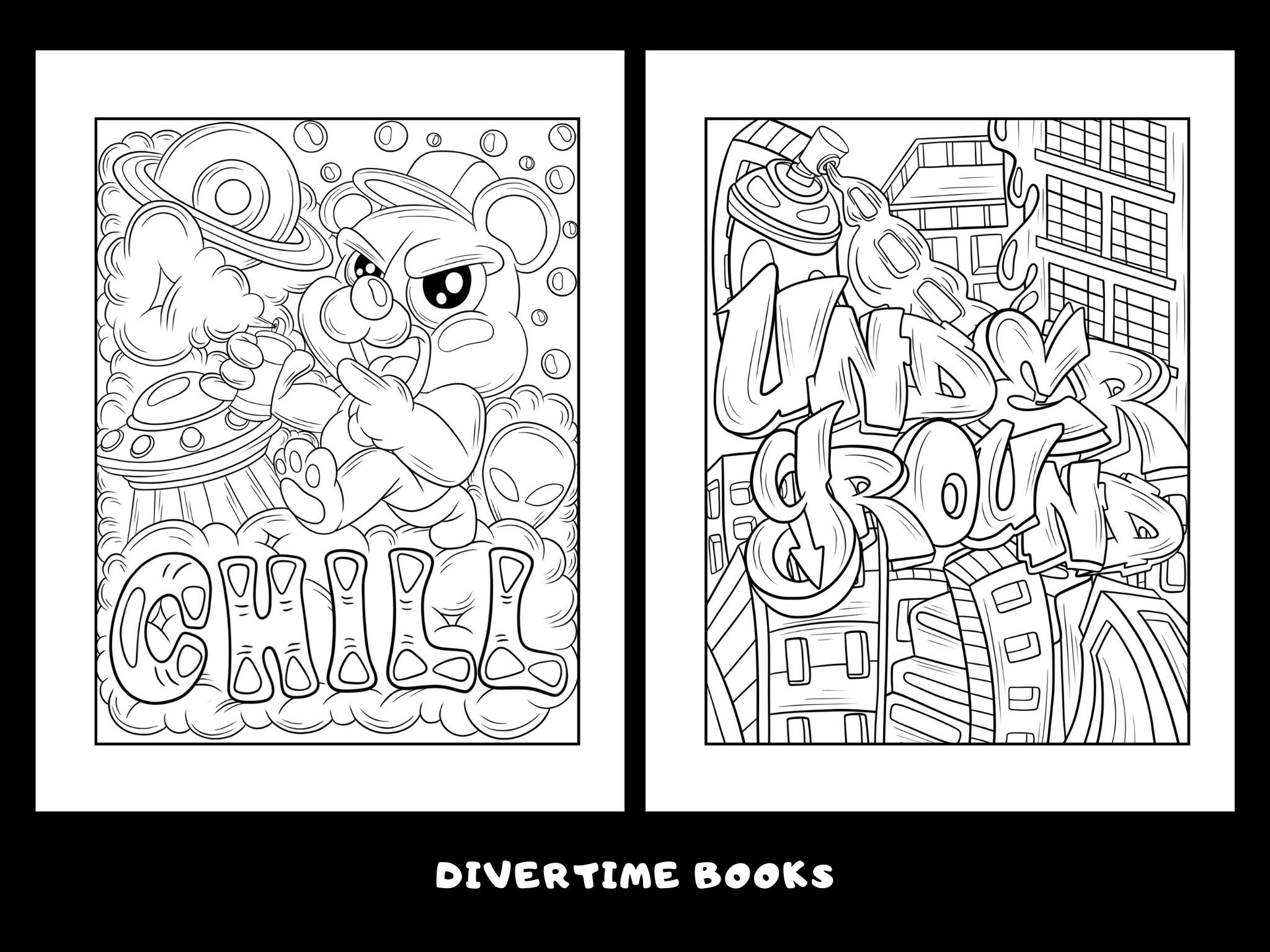 Graffiti Coloring Book 30 Coloring Pages Graffiti Drawings for Teens