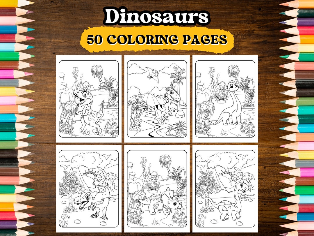Dinosaurs: Coloring Book for Kids PDF to Download and Print 50 Coloring