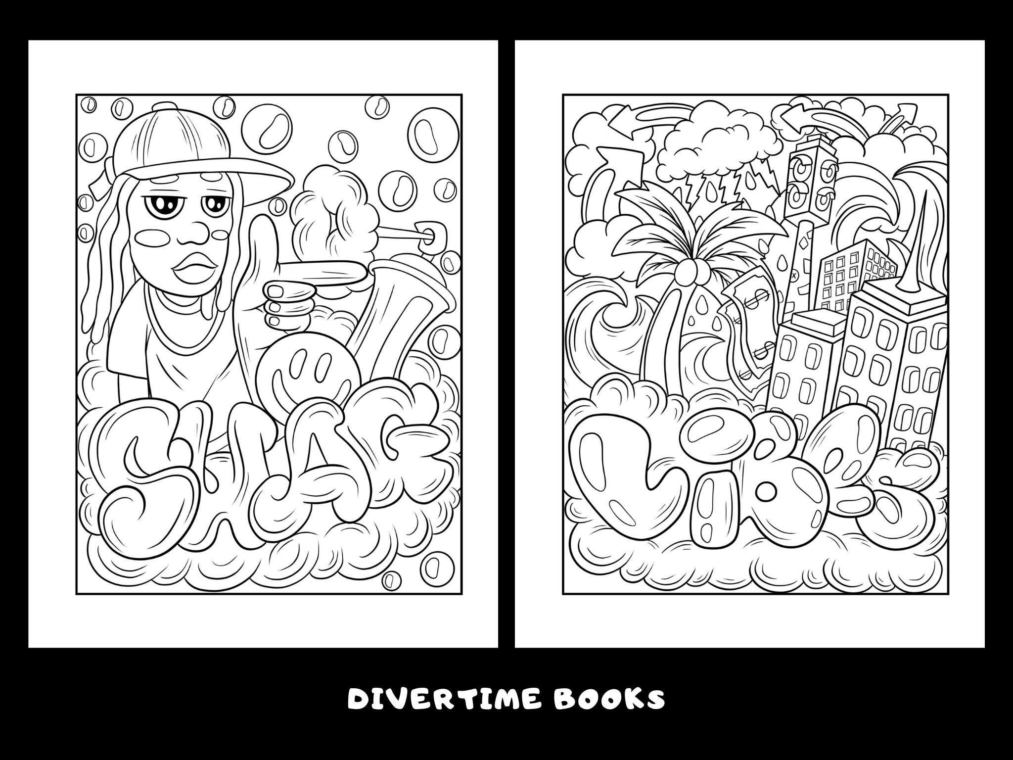 Graffiti Coloring Book 30 Coloring Pages Graffiti Drawings for Teens