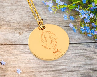 Custom Astrology Necklace, Zodiac Sign Pendant, Constellation Disk Necklace, Astrology Necklace, Star Sign, Necklace