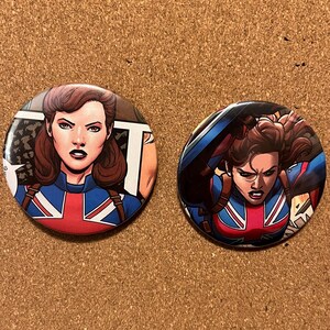 Spille di Capitan Carter - Spille Marvel Comics da 2,25" con retro a spillo - Peggy Carter, Capitan America