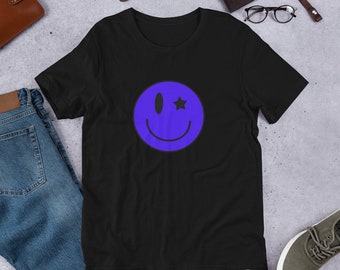 Add a playful wink to your wardrobe with our 'Wink Smiley' Unisex T-shirt. #WinkSmileyStyle #PlayfulFashion