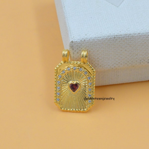 Sacred Heart Scapular pendant, Silver Sacred Heart Scapular pendant, Gold Square Rectangle Pendant