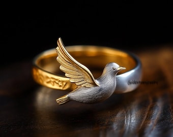 925シルバーの鳩のリング：手作りの鳥のジュエリー - Etsy 日本