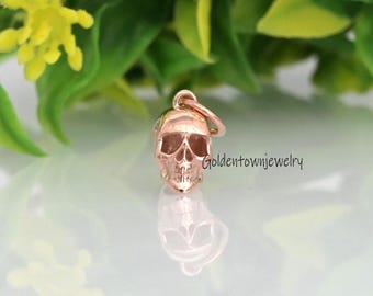 14K Yellow Gold Skull Pendant: Memento Mori Jewelry