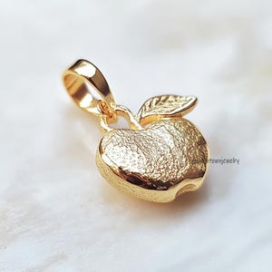 Dainty 14k Gold Apple Pendant: Minimalist Fruit Charm
