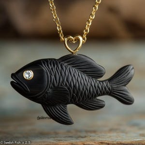 14k Gold Plated Gemstone Fish Pendant: Handmade Sterling Silver Charm
